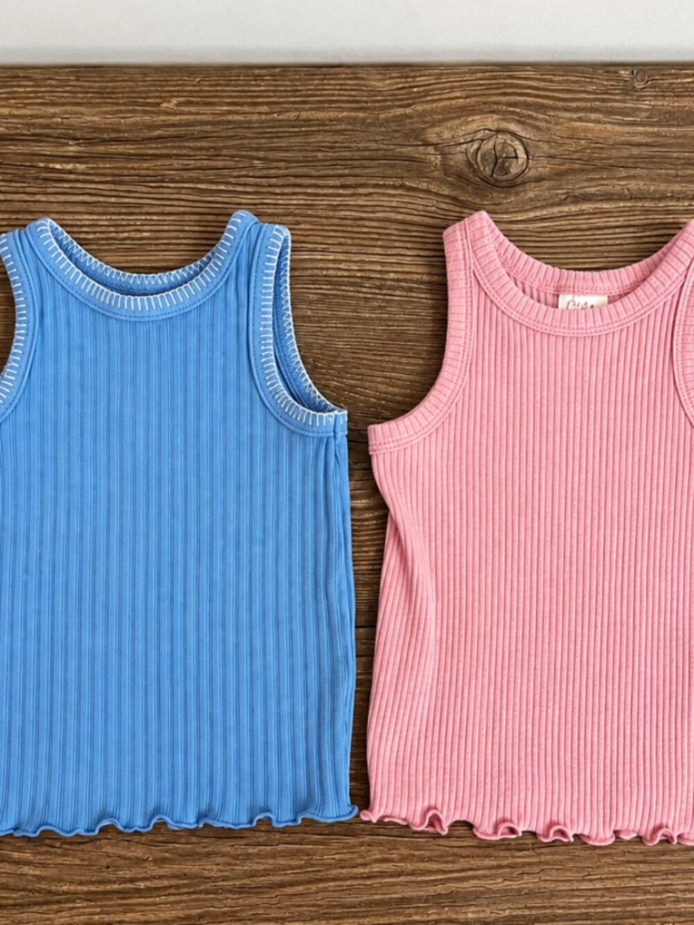 Cat & Jack Girls 3T Ribbed Tank Tops – 2-Piece Bundle Pink & Blue